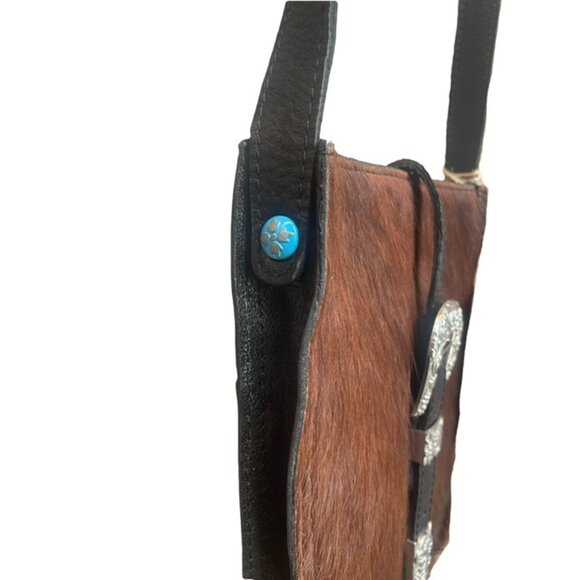 NWT! Patricia Nash Women's Leather Cavalino Cow Venezia Crossbody Bag Black - Picture 4 of 11